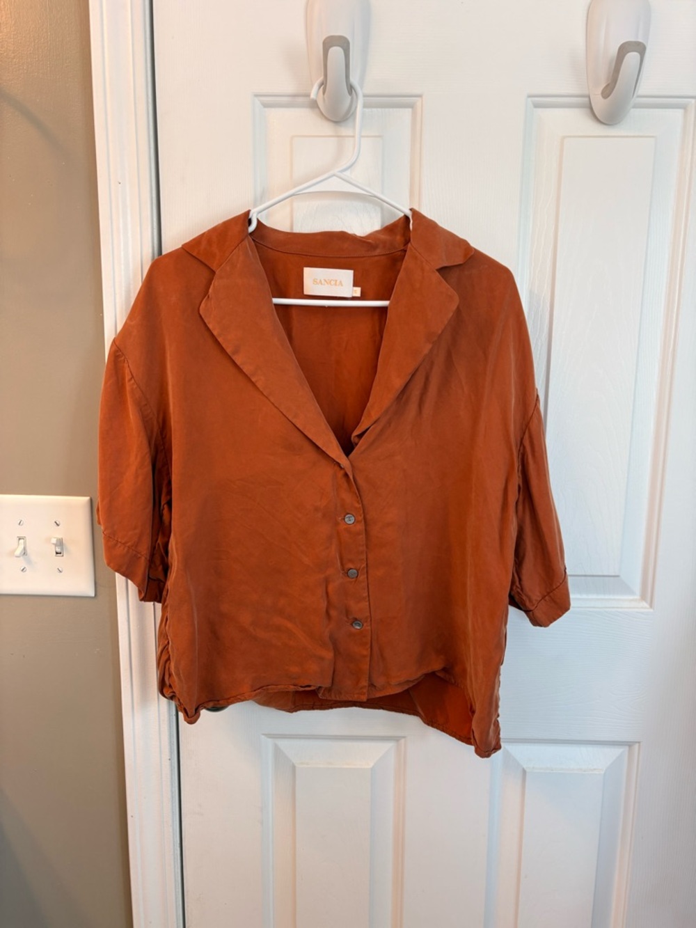 SANCIA Rust Button-Front Relaxed Shirt